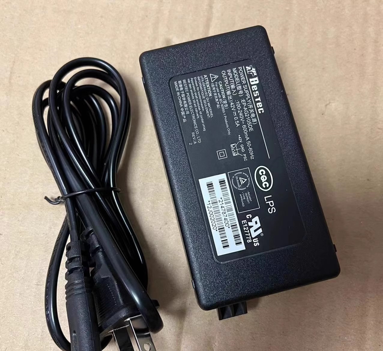 *Brand NEW* EP-AG210SDE BesTec 42V 0.5A AC ADAPTRE Power Supply